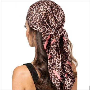 Kerudung Kepala Satin Motif Macan Tutul