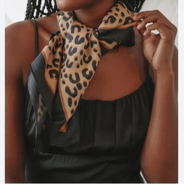 leopard print satin head scarf